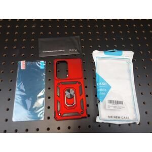 Red & Black Rugged Samsung S25 Ultra Case - Tough & Sporty!